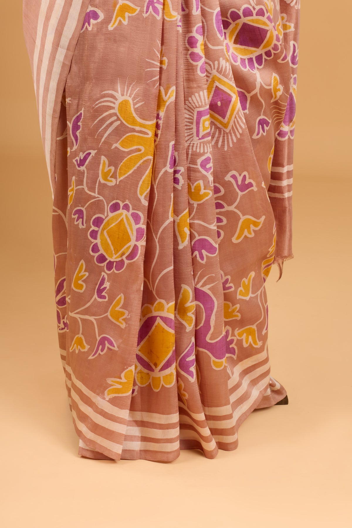 Murshidabad Pure Silk Saree With Hand Batik Print