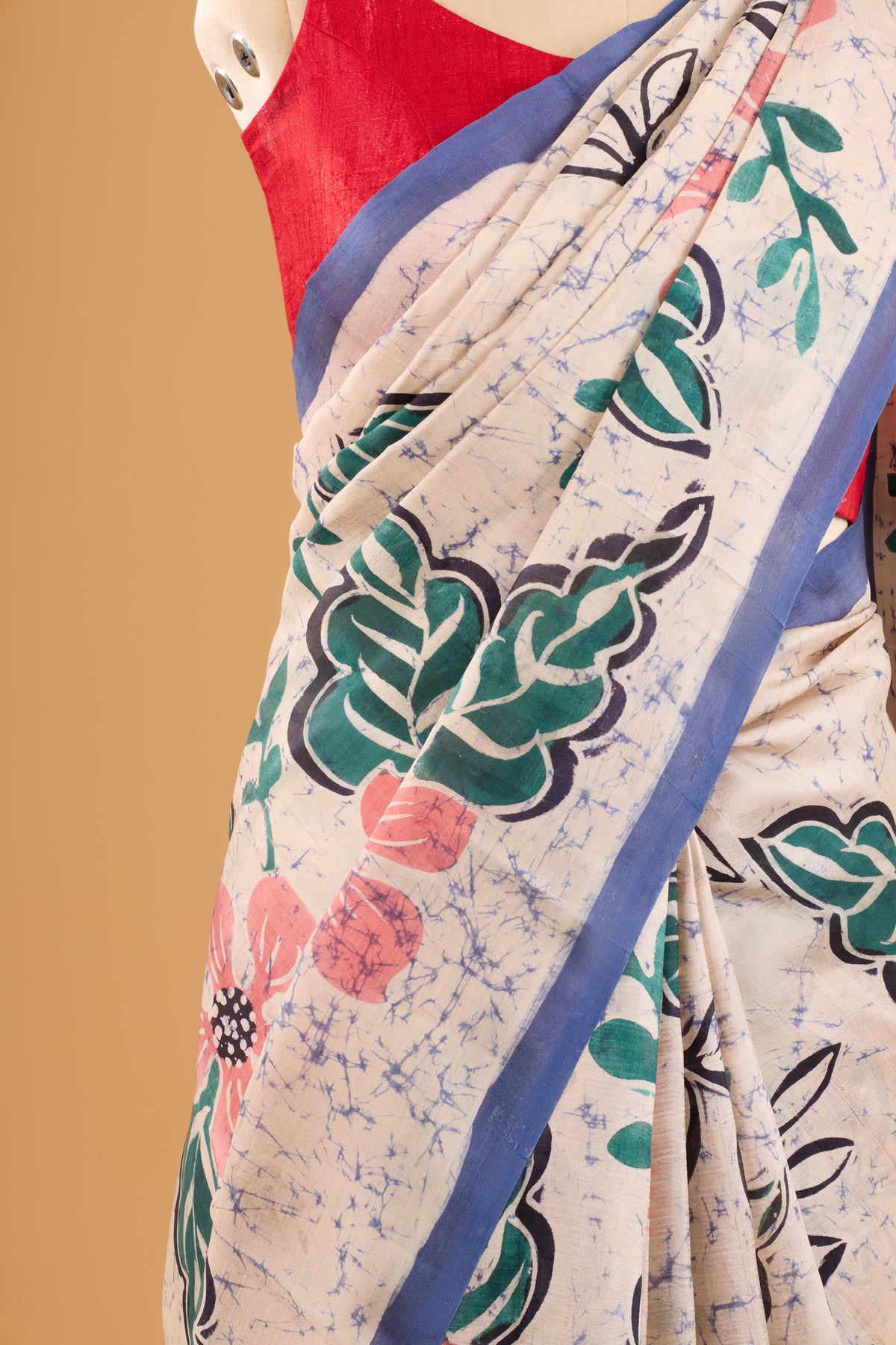 Murshidabad Pure Silk Saree With Hand Batik Print