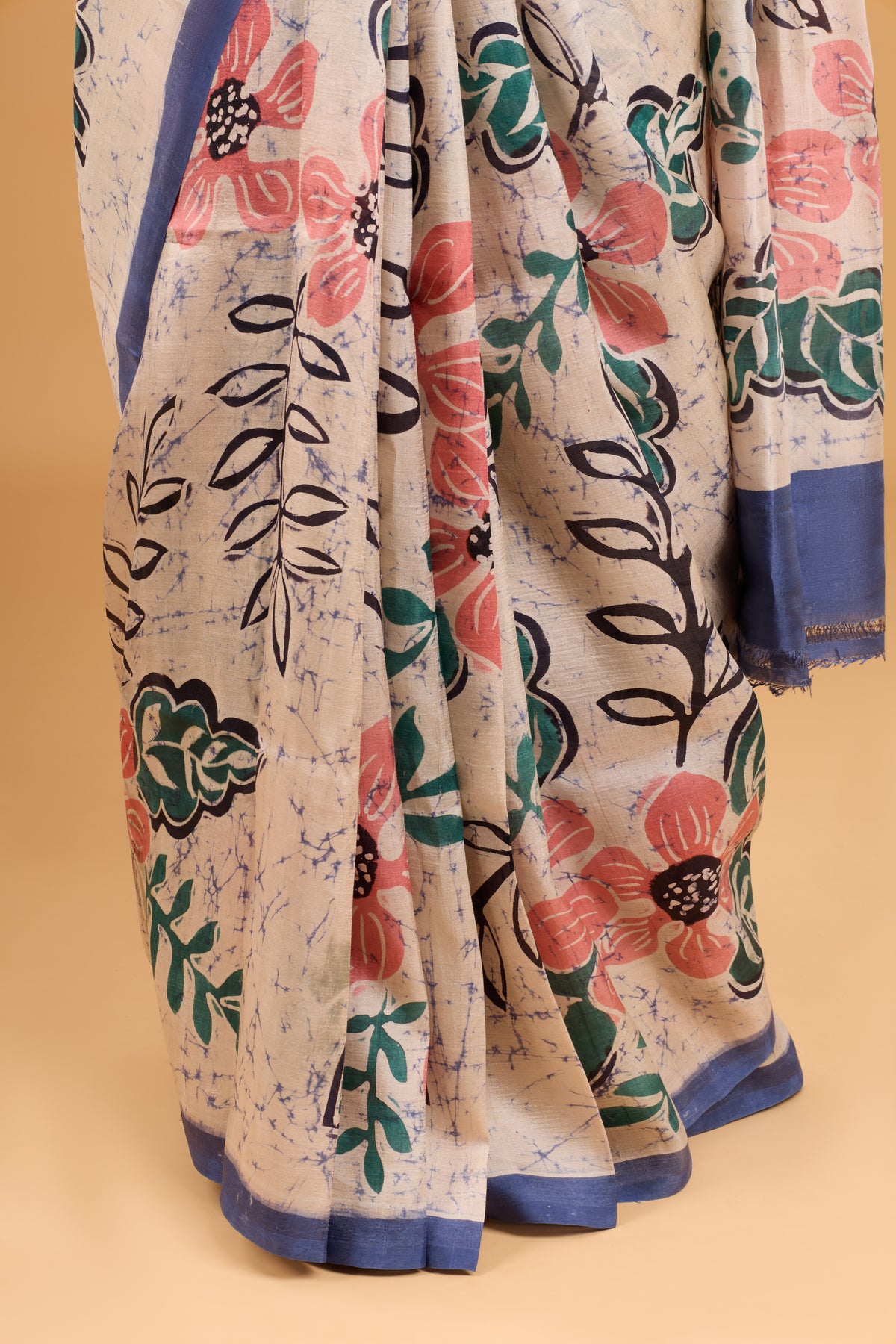 Murshidabad Pure Silk Saree With Hand Batik Print