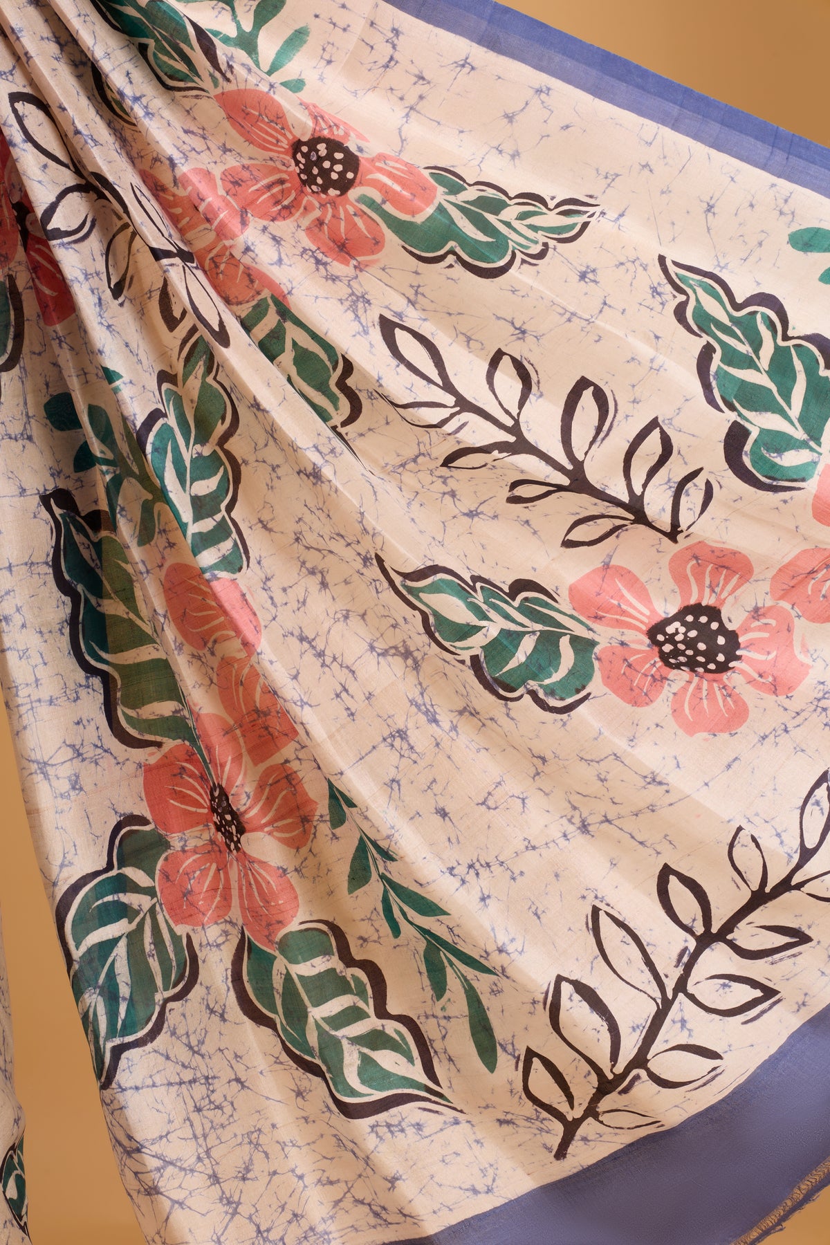 Murshidabad Pure Silk Saree With Hand Batik Print