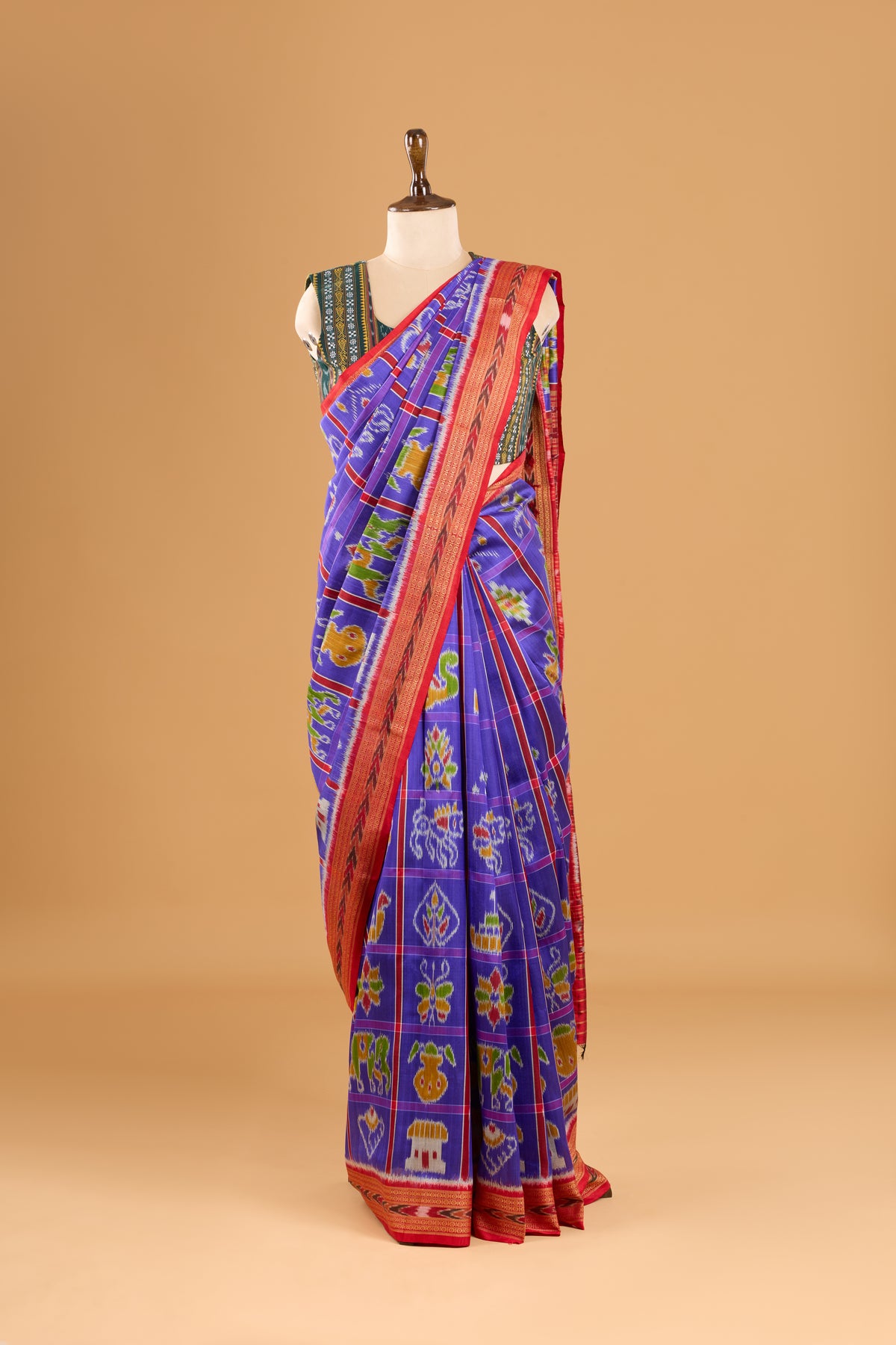 Nabakothi Khandua Silk Saree: Royal Blue