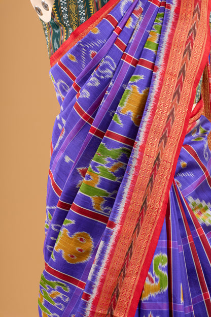 Nabakothi Khandua Silk Saree: Royal Blue