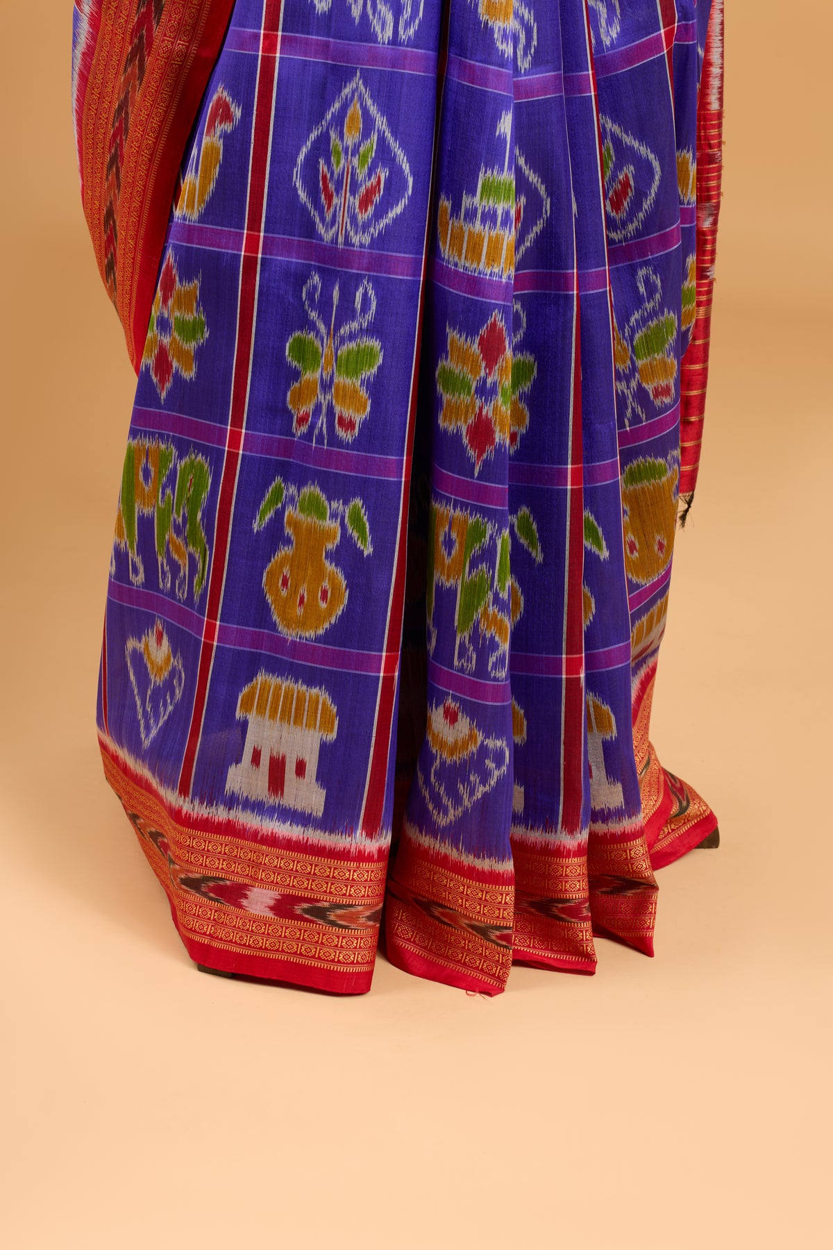 Nabakothi Khandua Silk Saree: Royal Blue