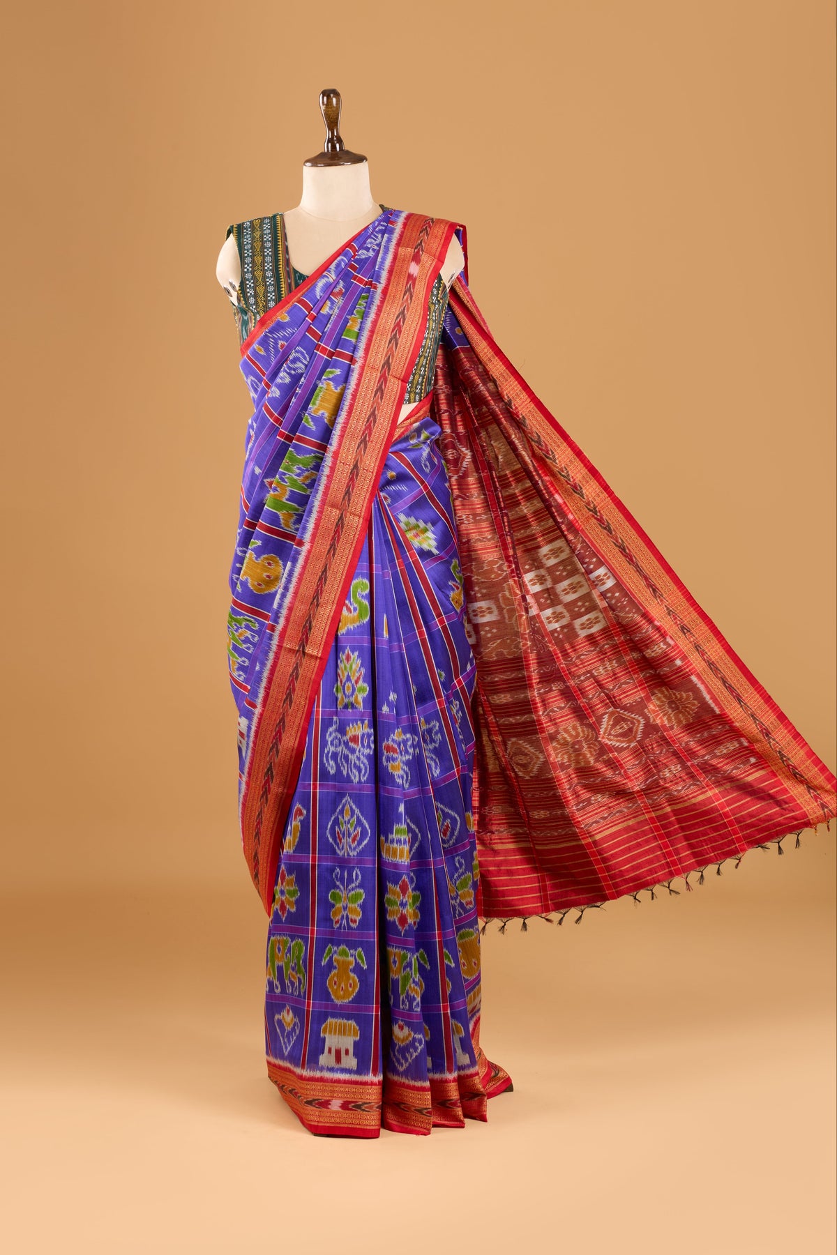 Nabakothi Khandua Silk Saree: Royal Blue