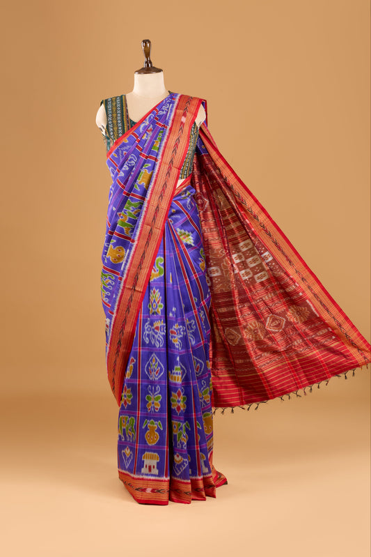Nabakothi Khandua Silk Saree: Royal Blue