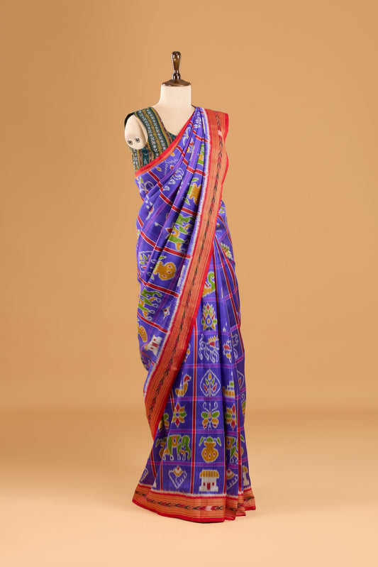 Nabakothi Khandua Silk Saree: Royal Blue