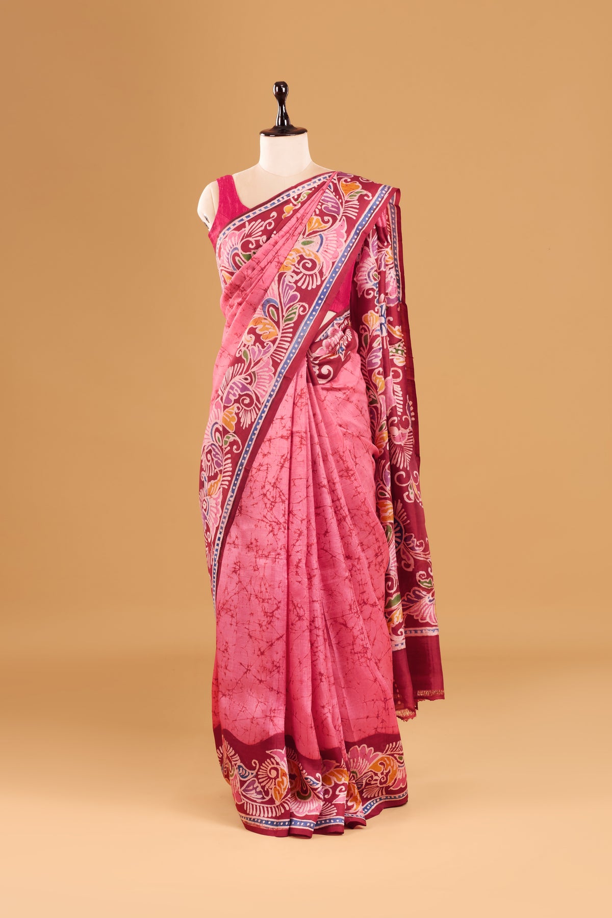 Murshidabad Pure Silk Saree With Hand Batik Print