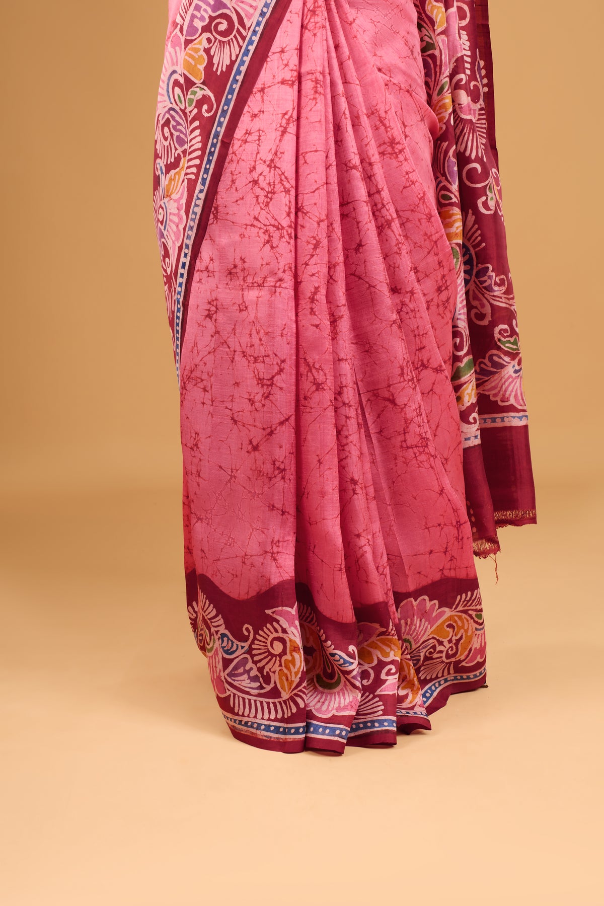 Murshidabad Pure Silk Saree With Hand Batik Print
