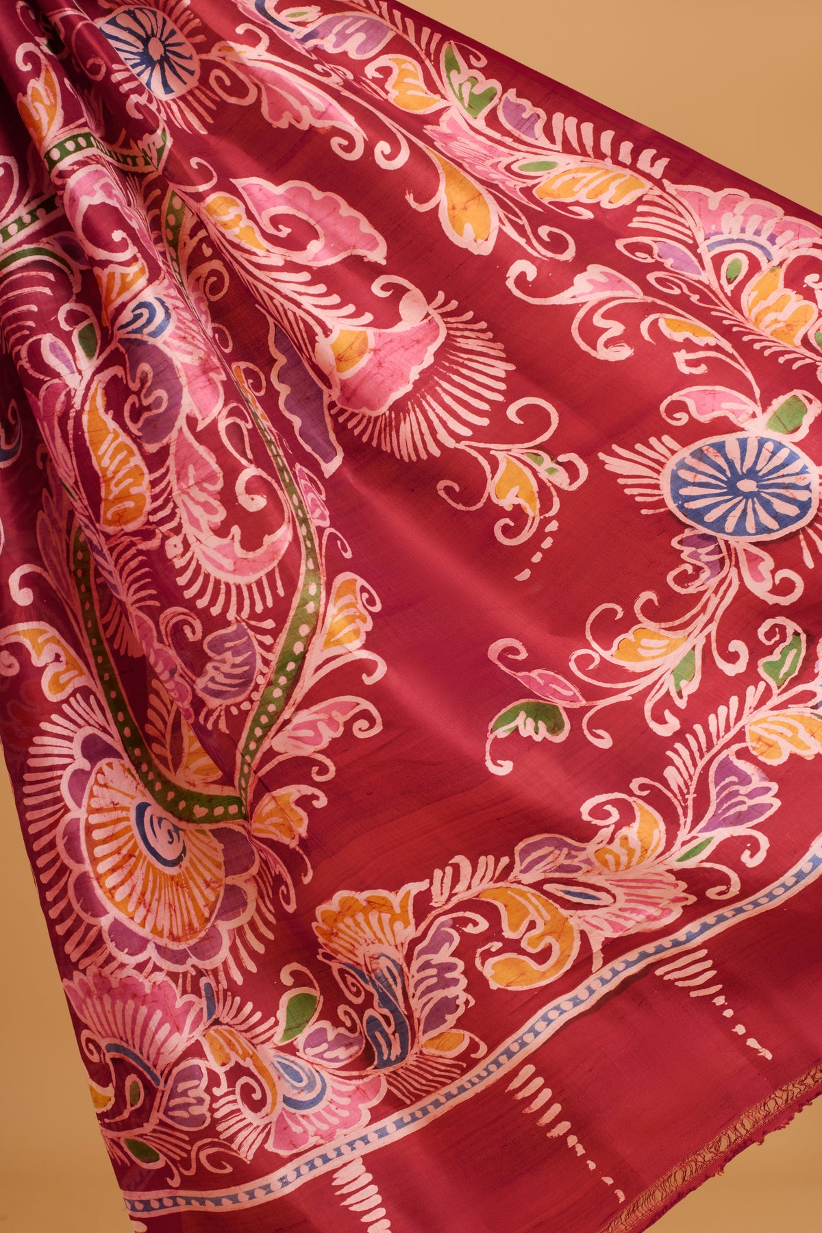 Murshidabad Pure Silk Saree With Hand Batik Print