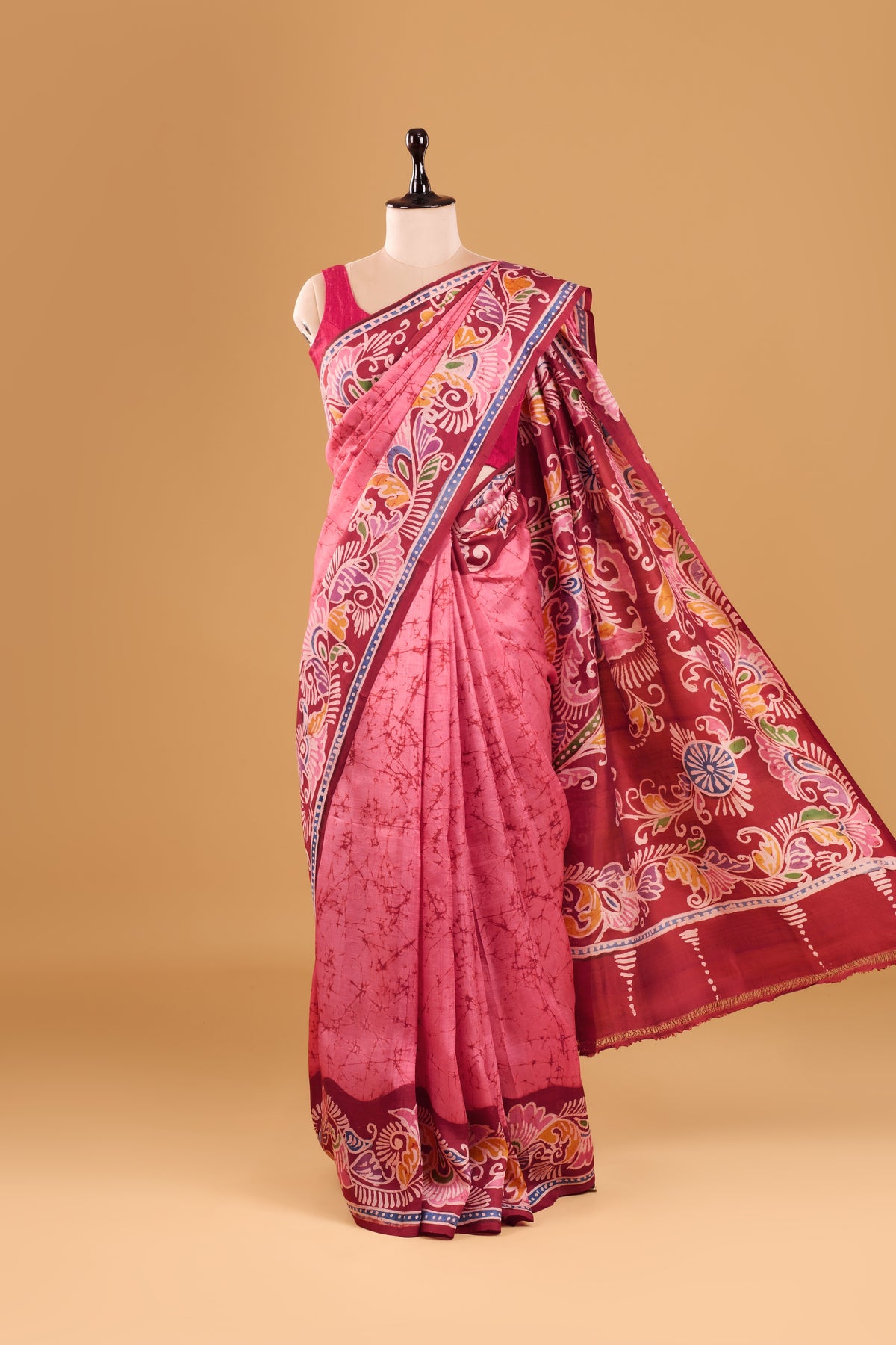Murshidabad Pure Silk Saree With Hand Batik Print