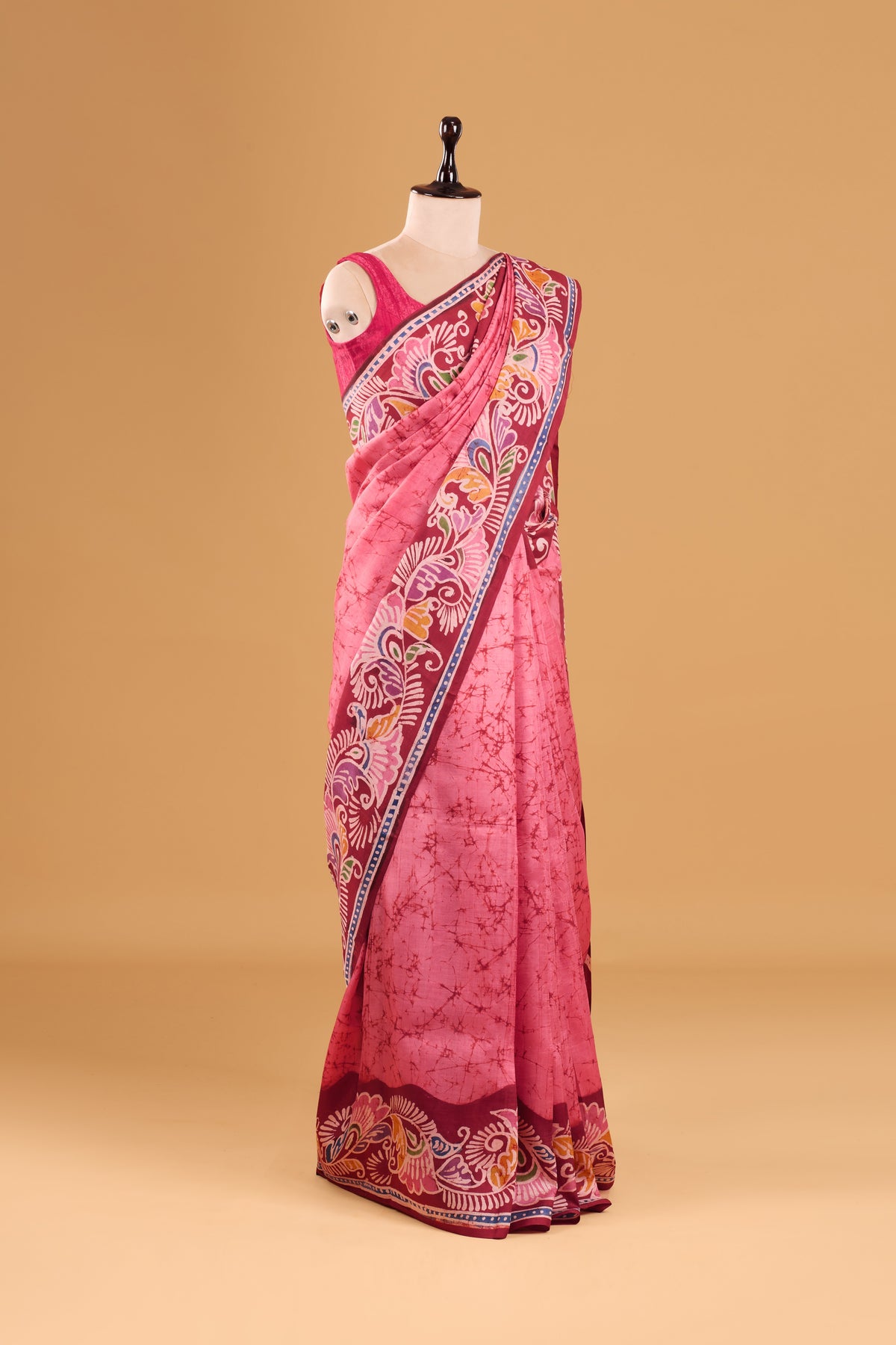 Murshidabad Pure Silk Saree With Hand Batik Print