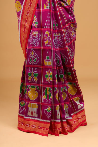 Nabakothi Khandua Pure Silk Saree: Purple