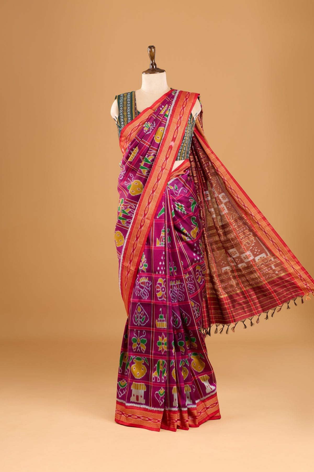 Nabakothi Khandua Pure Silk Saree: Purple