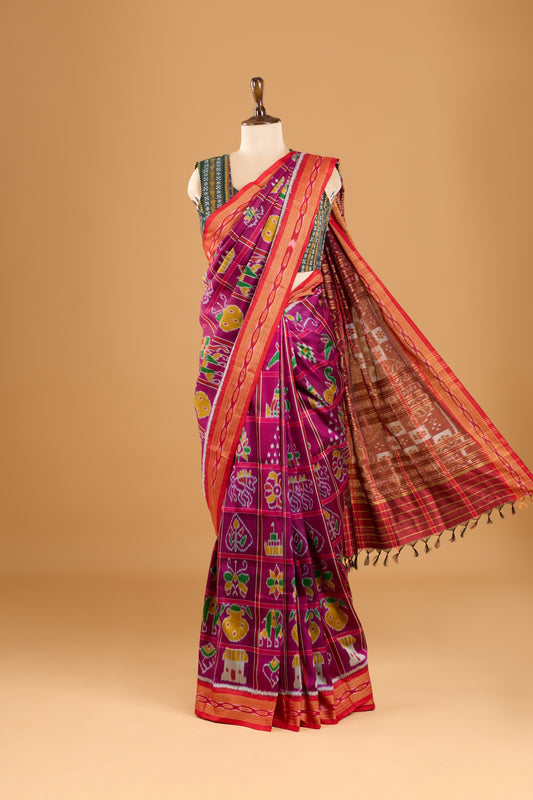 Nabakothi Khandua Pure Silk Saree: Purple