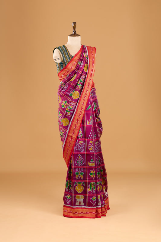 Nabakothi Khandua Pure Silk Saree: Purple