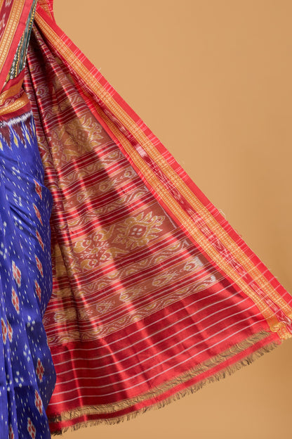 Exclusive Odisha Ikkat Khandua Silk Saree - Deep Blue
