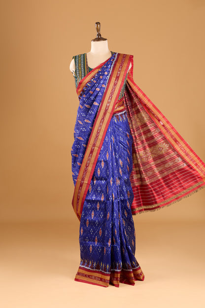 Exclusive Odisha Ikkat Khandua Silk Saree - Deep Blue
