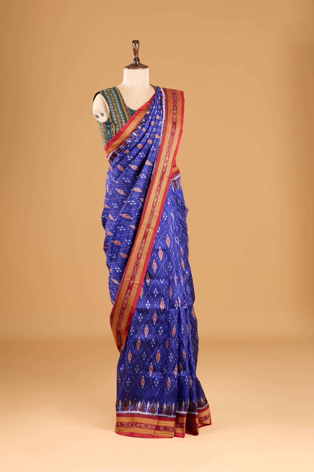 Exclusive Odisha Ikkat Khandua Silk Saree - Deep Blue