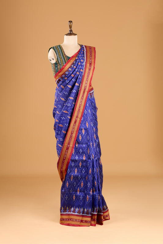 Exclusive Odisha Ikkat Khandua Silk Saree - Deep Blue