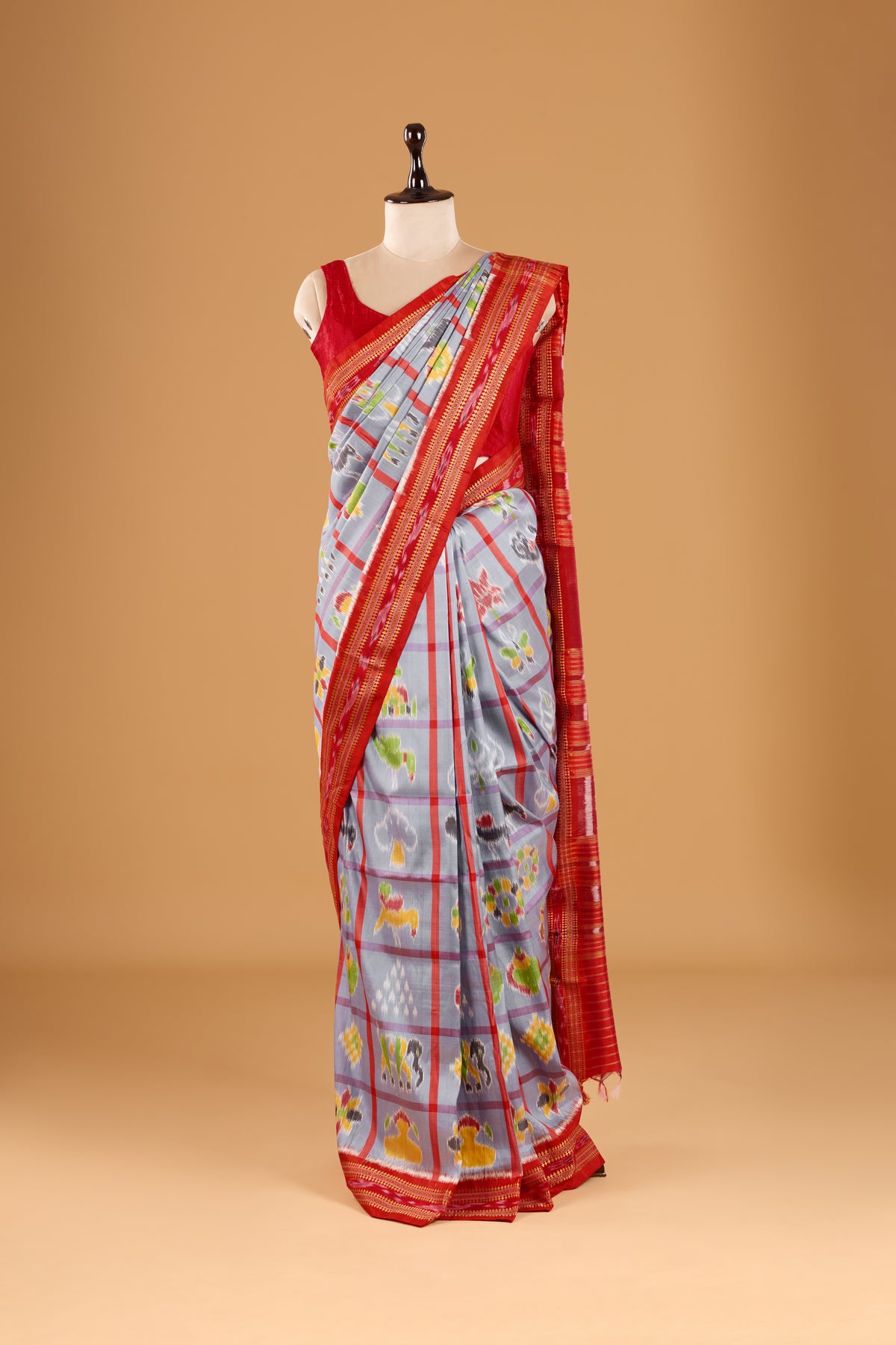 Nabakothi Khandua Silk Saree: Periwinkle Blue
