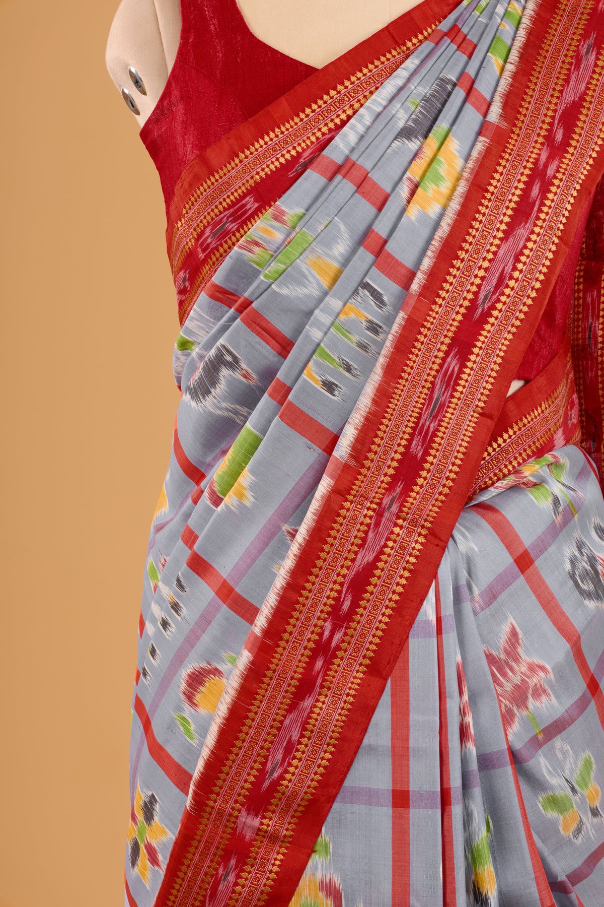Nabakothi Khandua Silk Saree: Periwinkle Blue