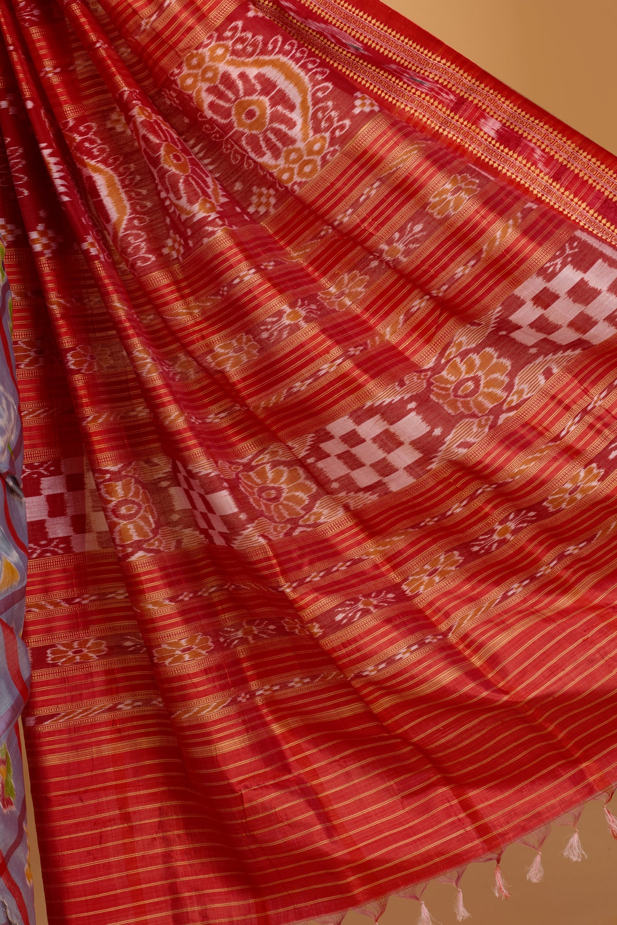 Nabakothi Khandua Silk Saree: Periwinkle Blue