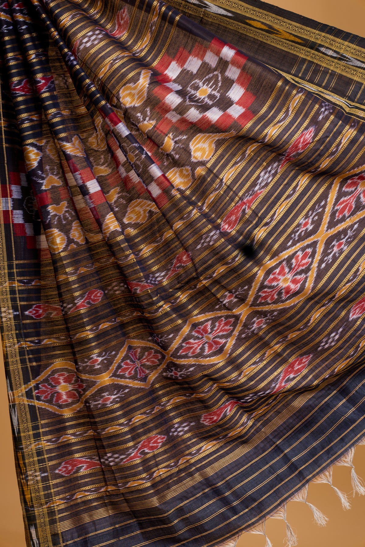 Odisha Ikkat Nuapatna Silk Saree -Olive