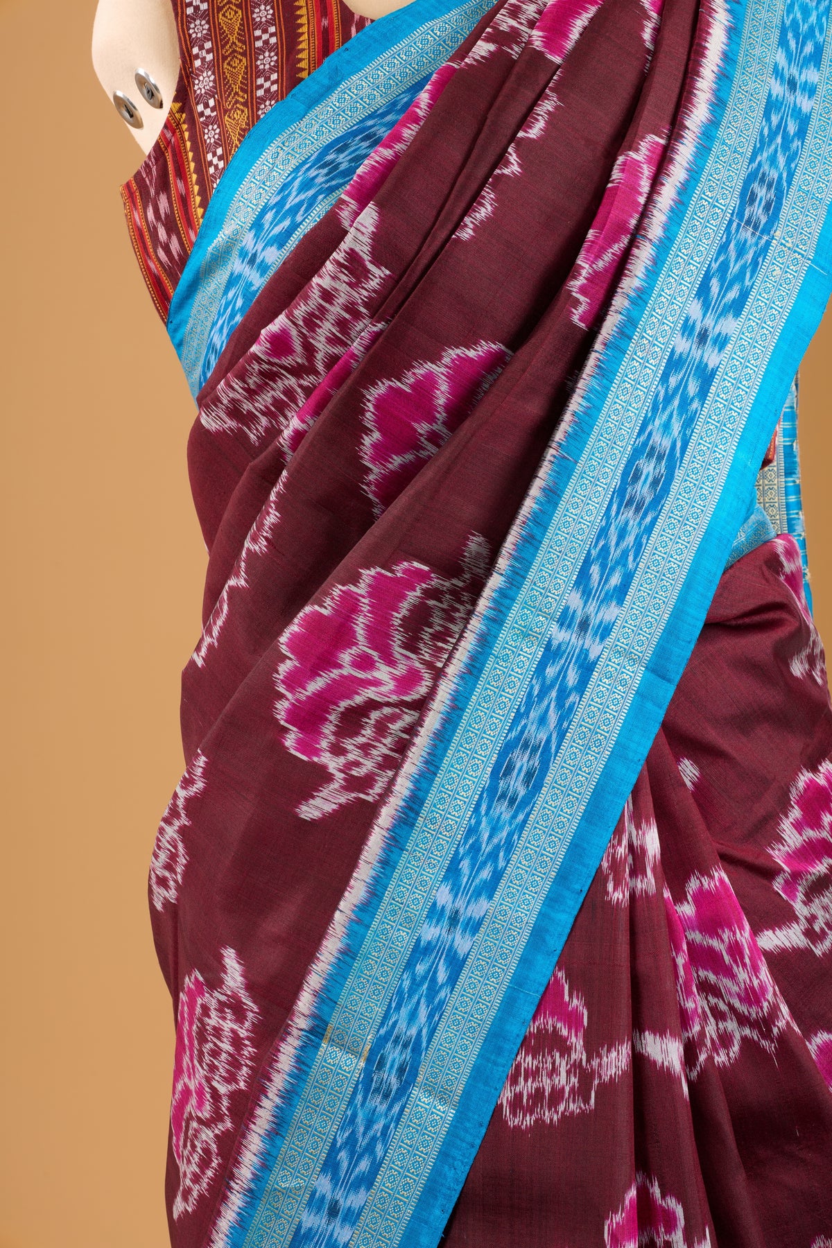 Exclusive Odisha Ikkat Khandua Silk Saree - Burgundy