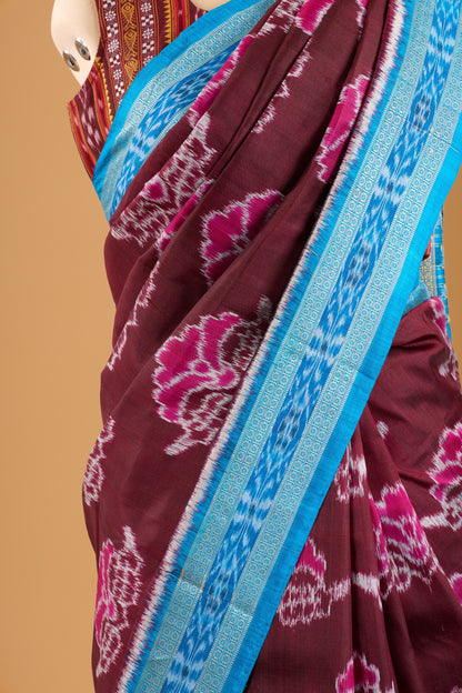 Exclusive Odisha Ikkat Khandua Silk Saree - Burgundy