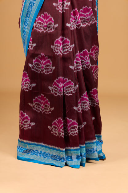 Exclusive Odisha Ikkat Khandua Silk Saree - Burgundy