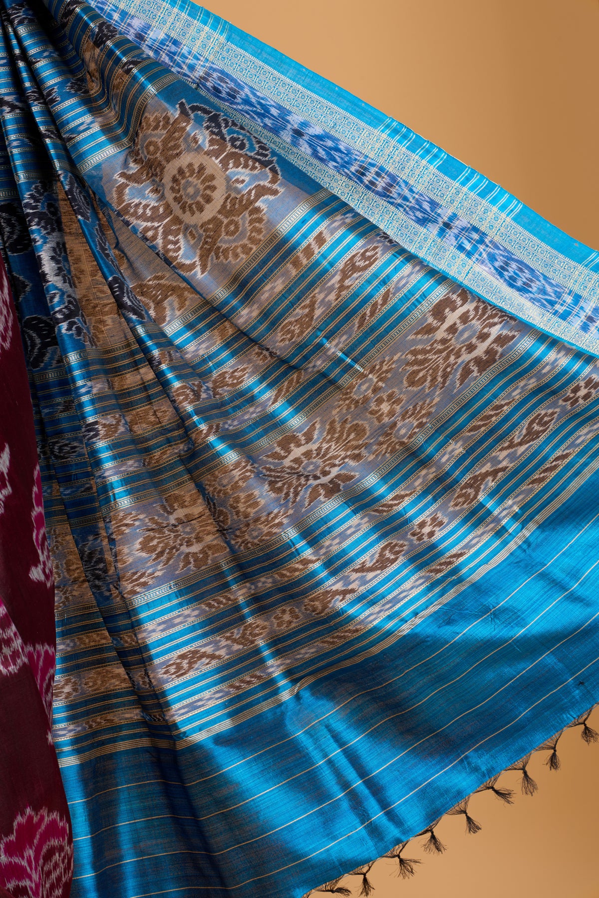 Exclusive Odisha Ikkat Khandua Silk Saree - Burgundy