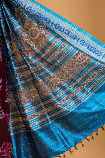 Exclusive Odisha Ikkat Khandua Silk Saree - Burgundy