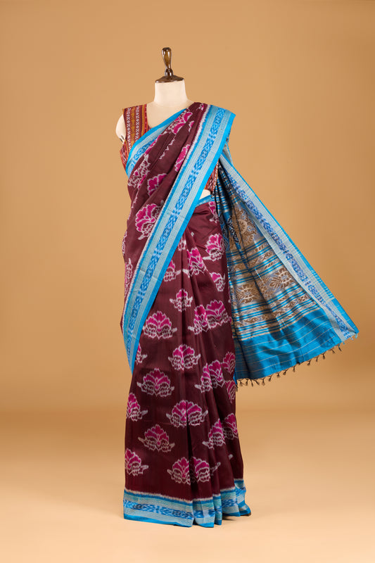 Exclusive Odisha Ikkat Khandua Silk Saree - Burgundy