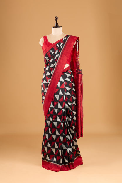 Exclusive Odisha Ikkat Khandua Silk Saree - Red & Black