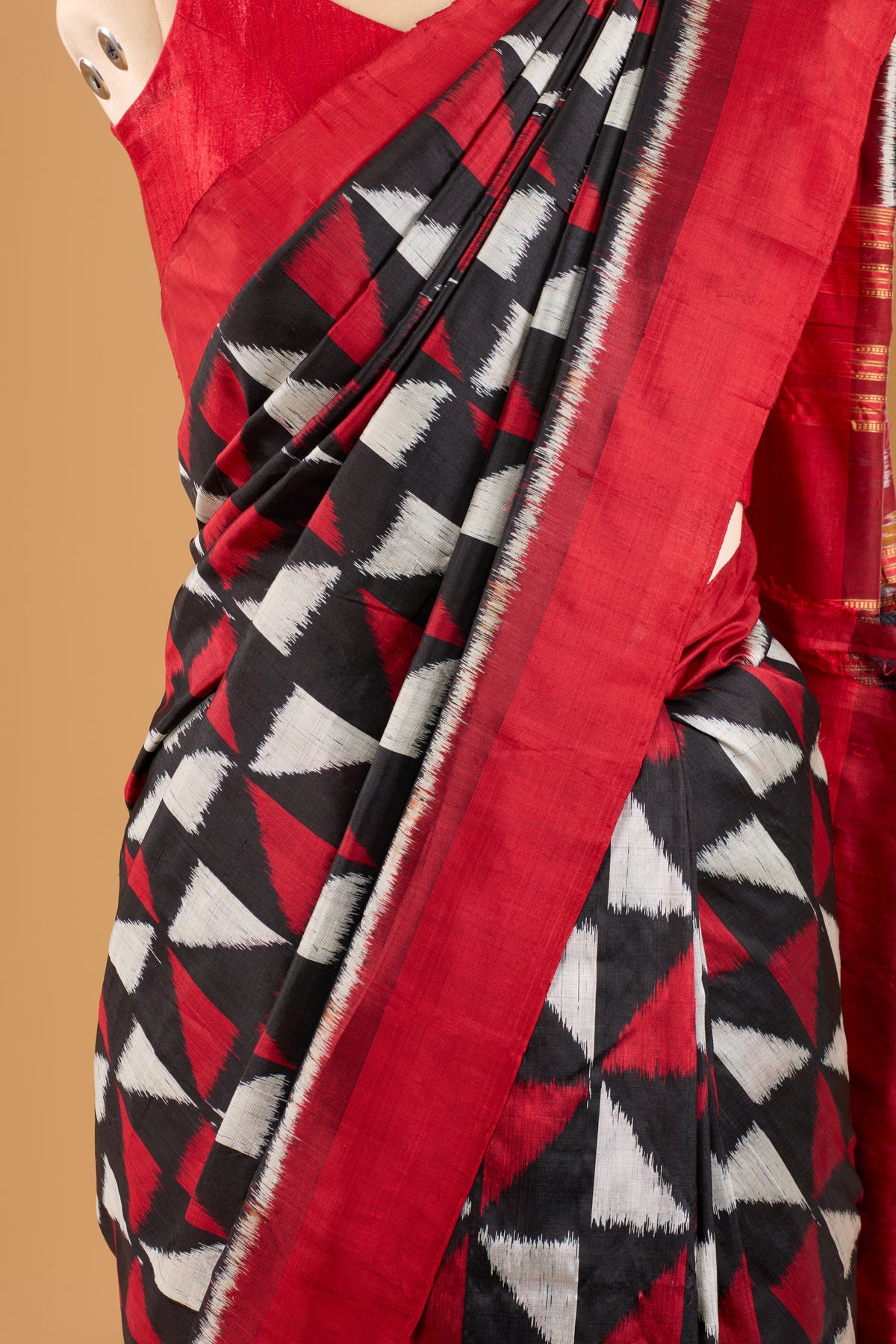 Exclusive Odisha Ikkat Khandua Silk Saree - Red & Black