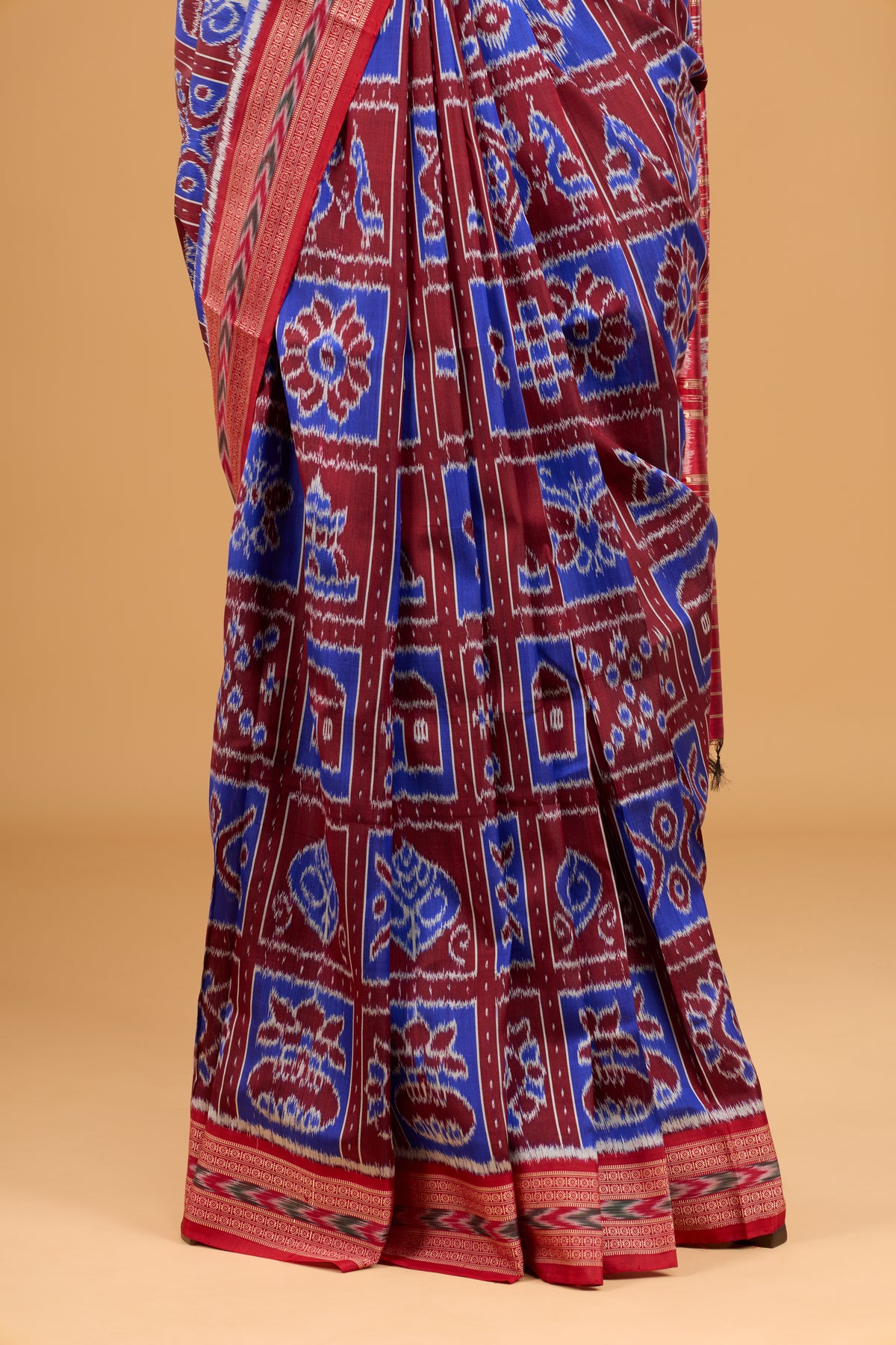 Exclusive Odisha Ikkat Nabakothi Pure Silk Saree- Maroon & Blue