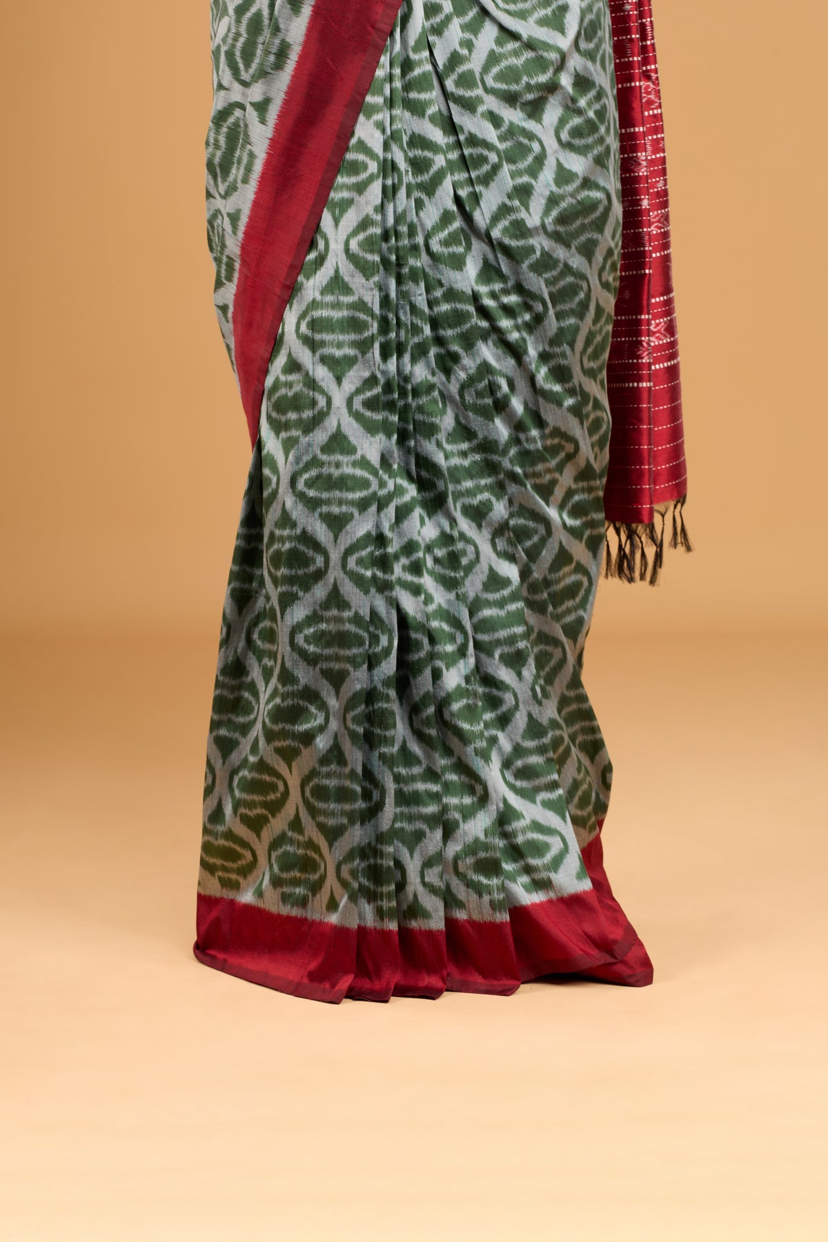 Exclusive Odisha Ikkat Khandua Silk Saree - Olive