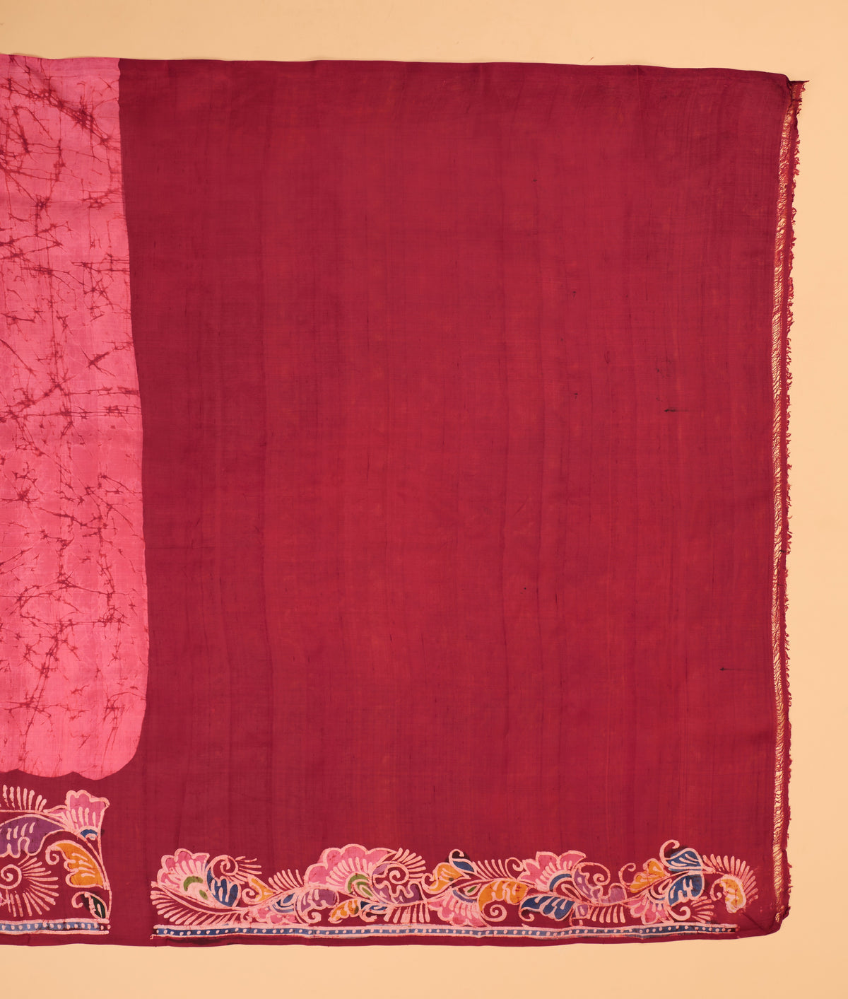 Murshidabad Pure Silk Saree With Hand Batik Print