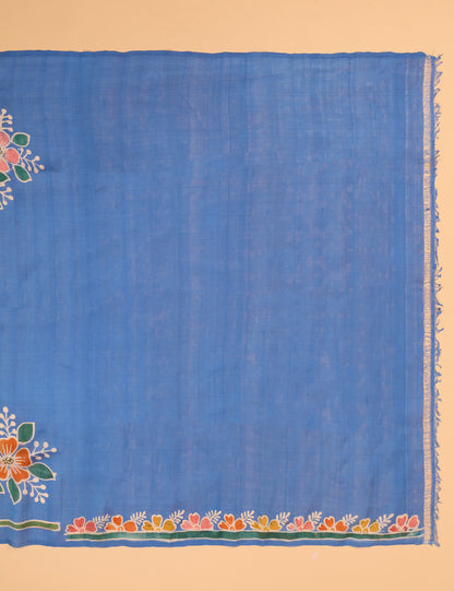 Murshidabad Pure Silk Saree With Hand Batik Print