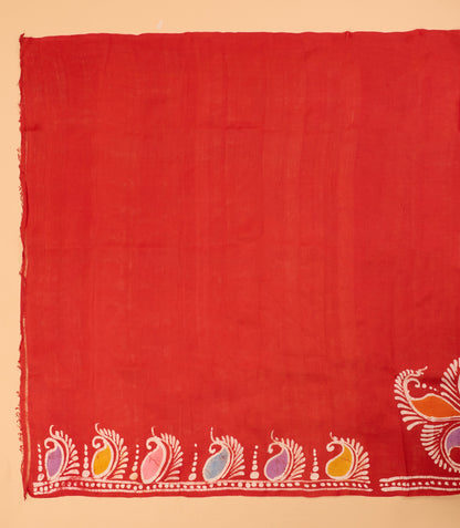 Murshidabad Pure Silk Saree With Hand Batik Print