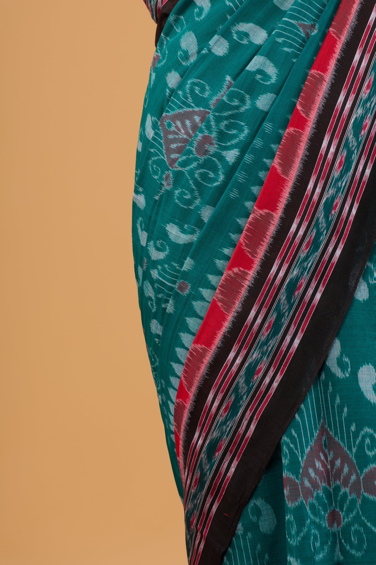 Odisha Ikkat Khandua Cotton Saree - Rama Green