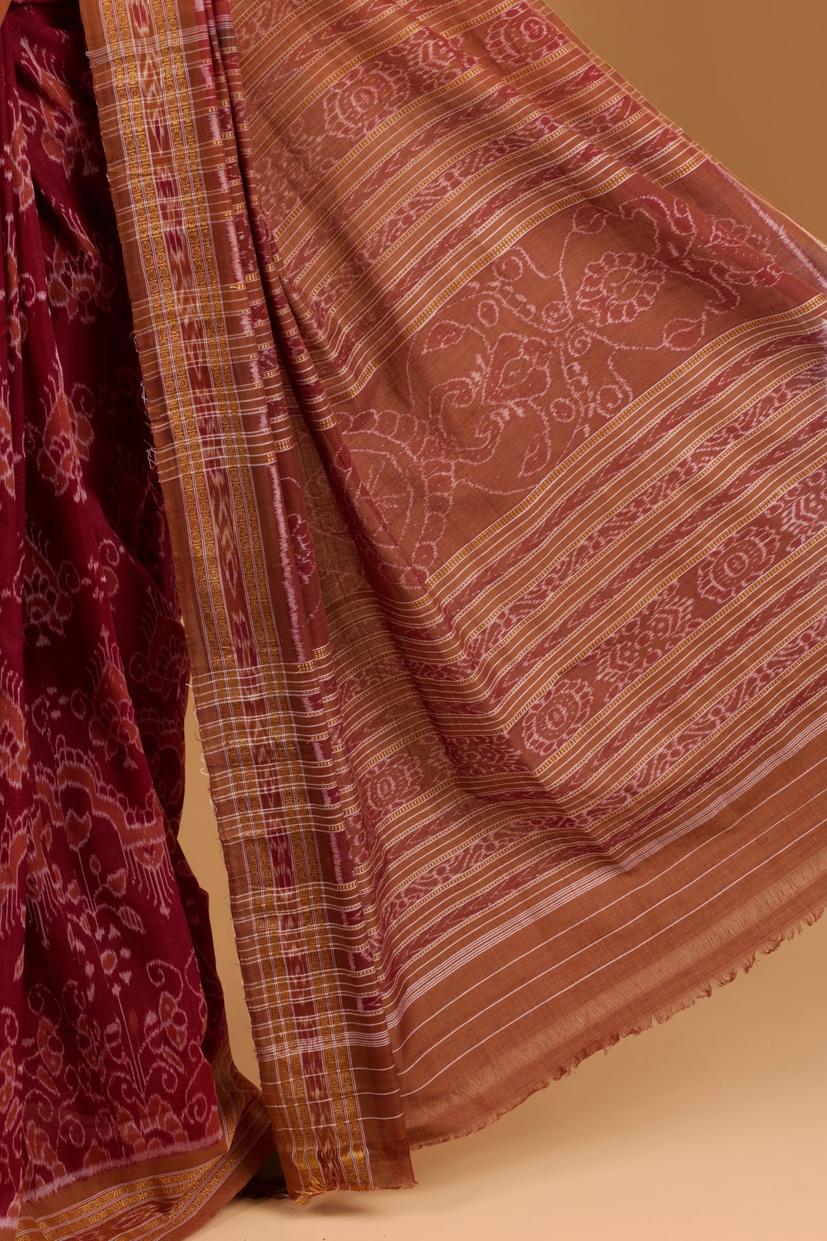 Odisha Ikkat  Khandua Cotton Saree- Maroon