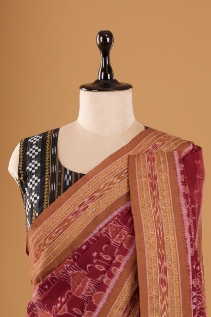 Odisha Ikkat  Khandua Cotton Saree- Maroon