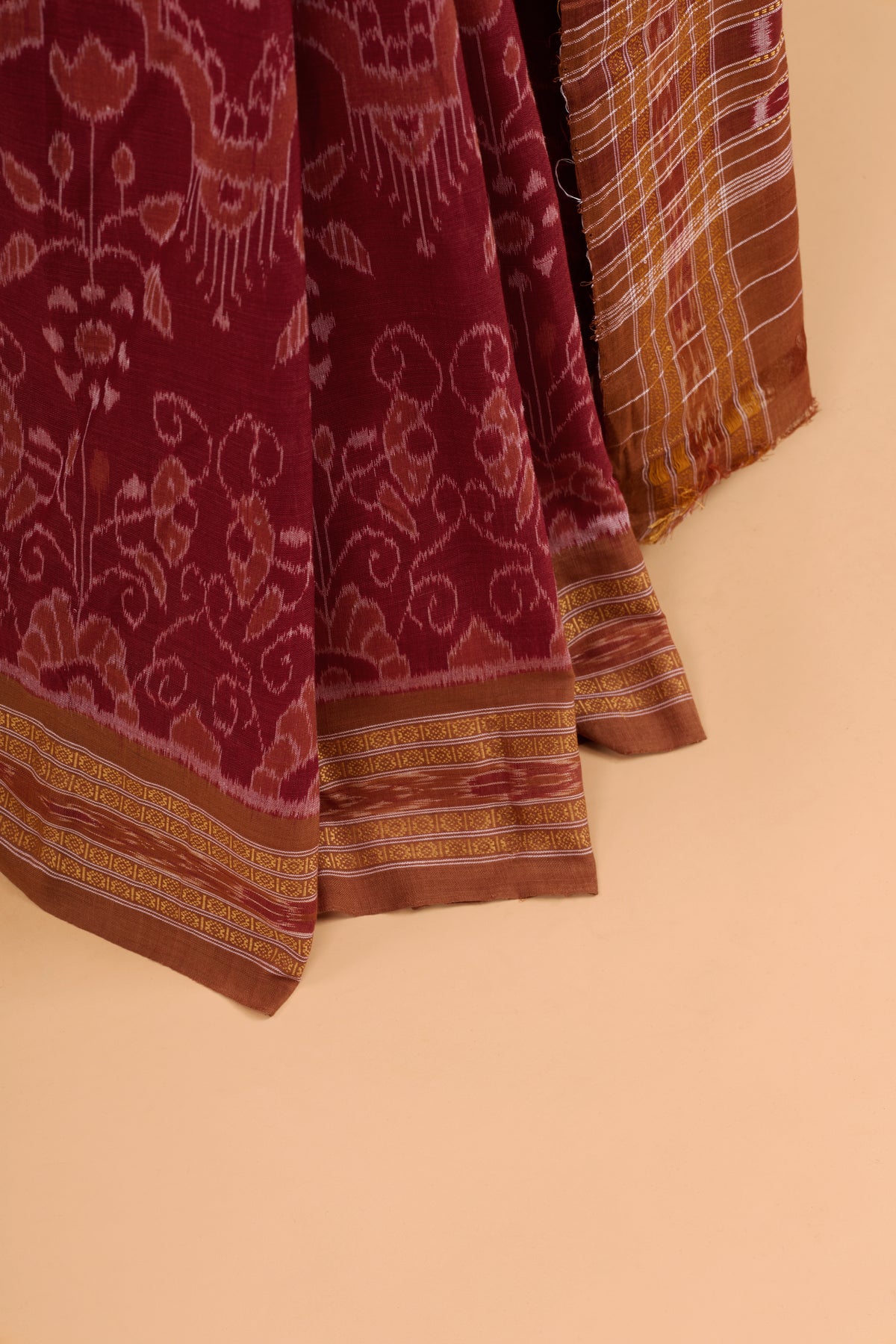 Odisha Ikkat  Khandua Cotton Saree- Maroon