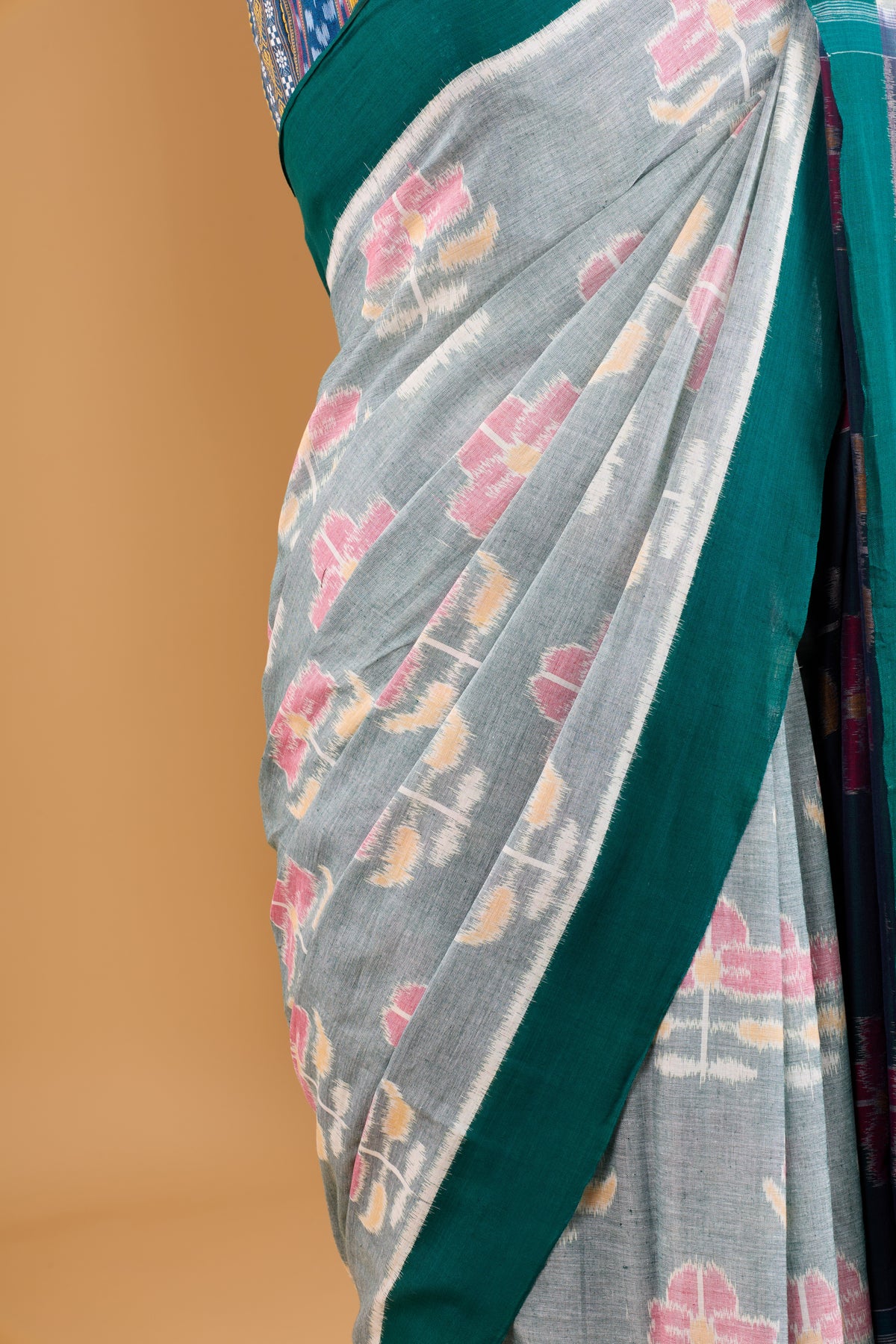 Odisha Ikkat  Khandua Cotton Saree- Pastel Rama Green