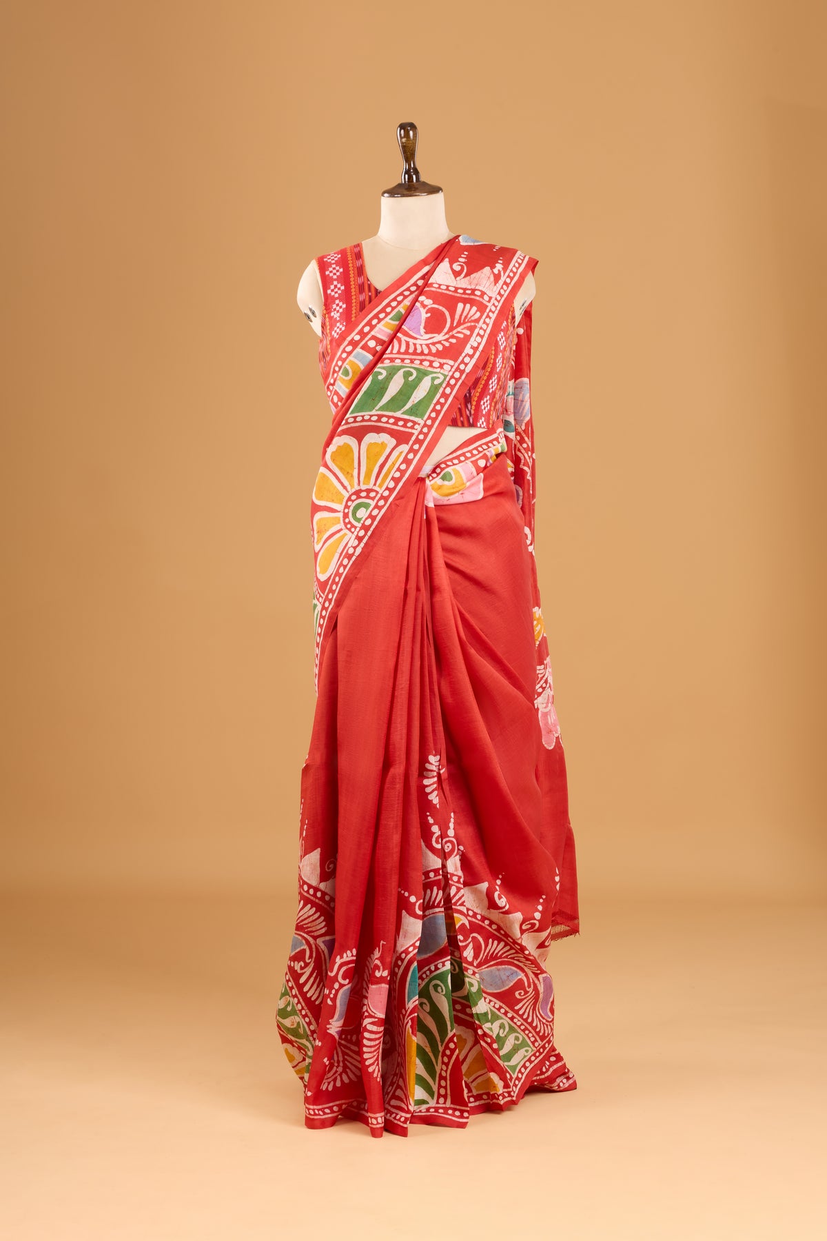 Murshidabad Pure Silk Saree With Hand Batik Print