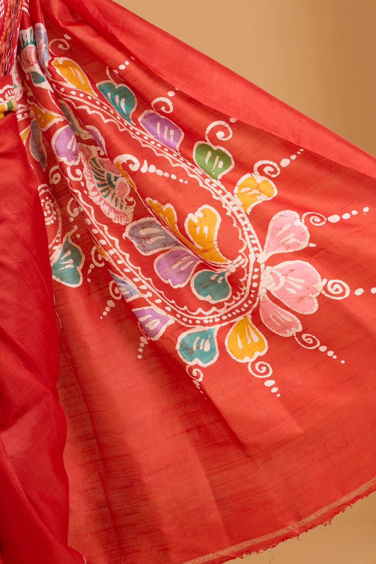 Murshidabad Pure Silk Saree With Hand Batik Print