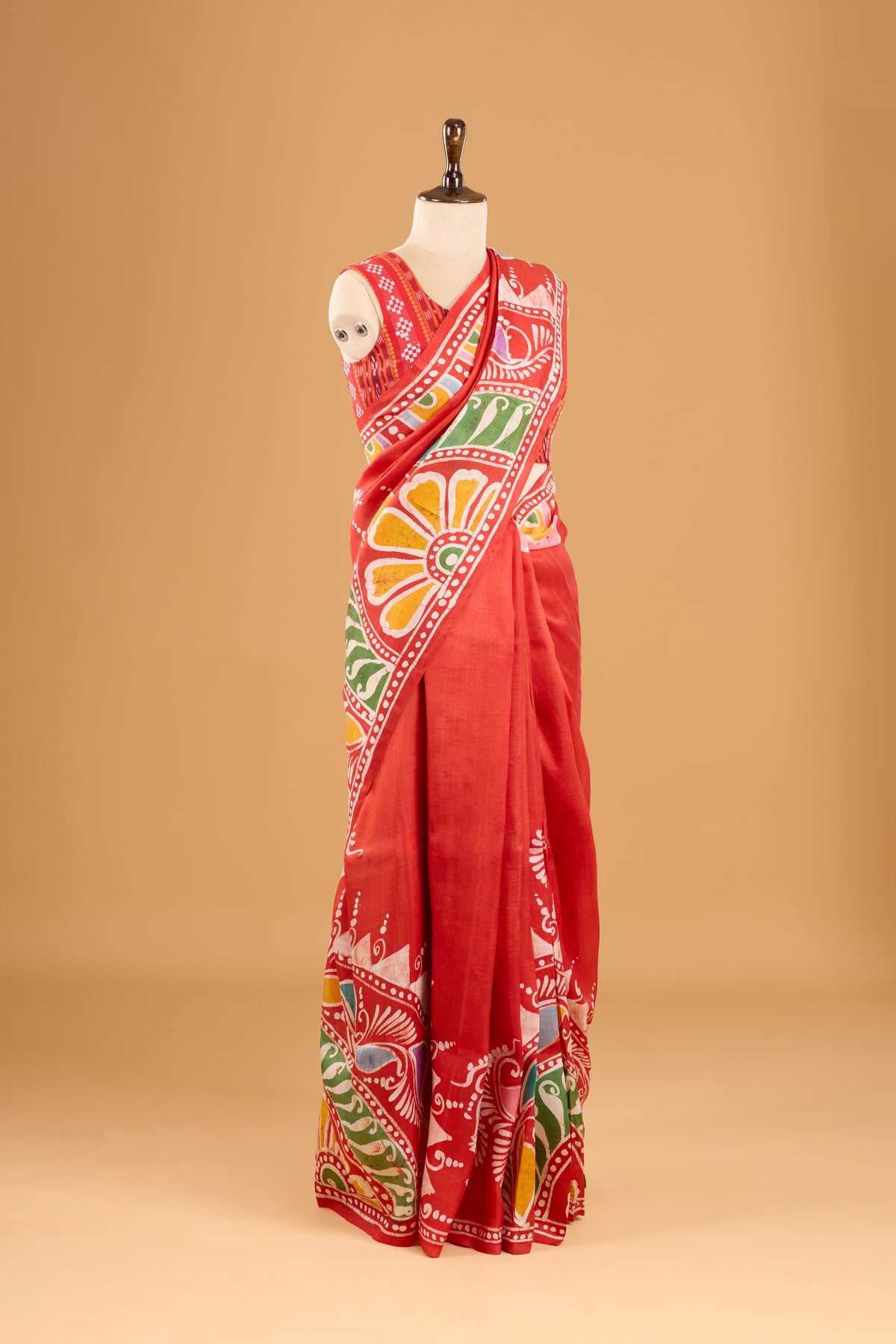 Murshidabad Pure Silk Saree With Hand Batik Print