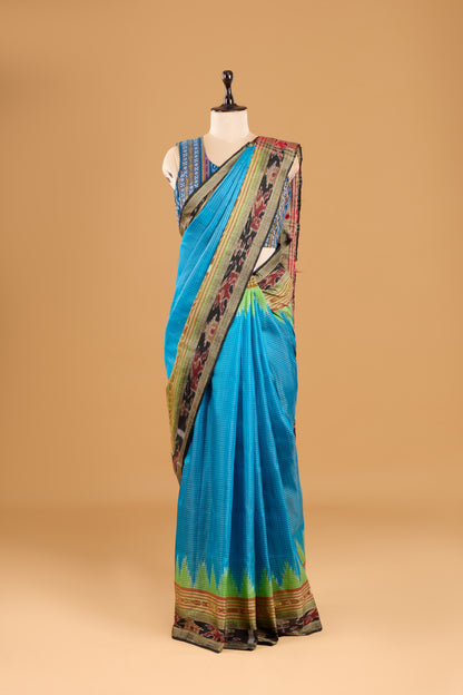 Sachipaar Khandua Silk Saree: Sky Blue