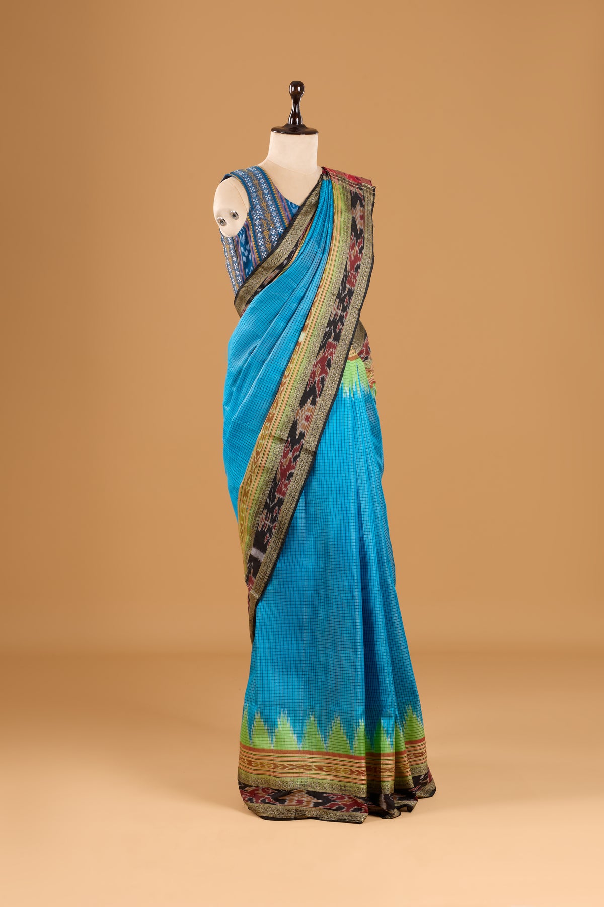 Sachipaar Khandua Silk Saree: Sky Blue